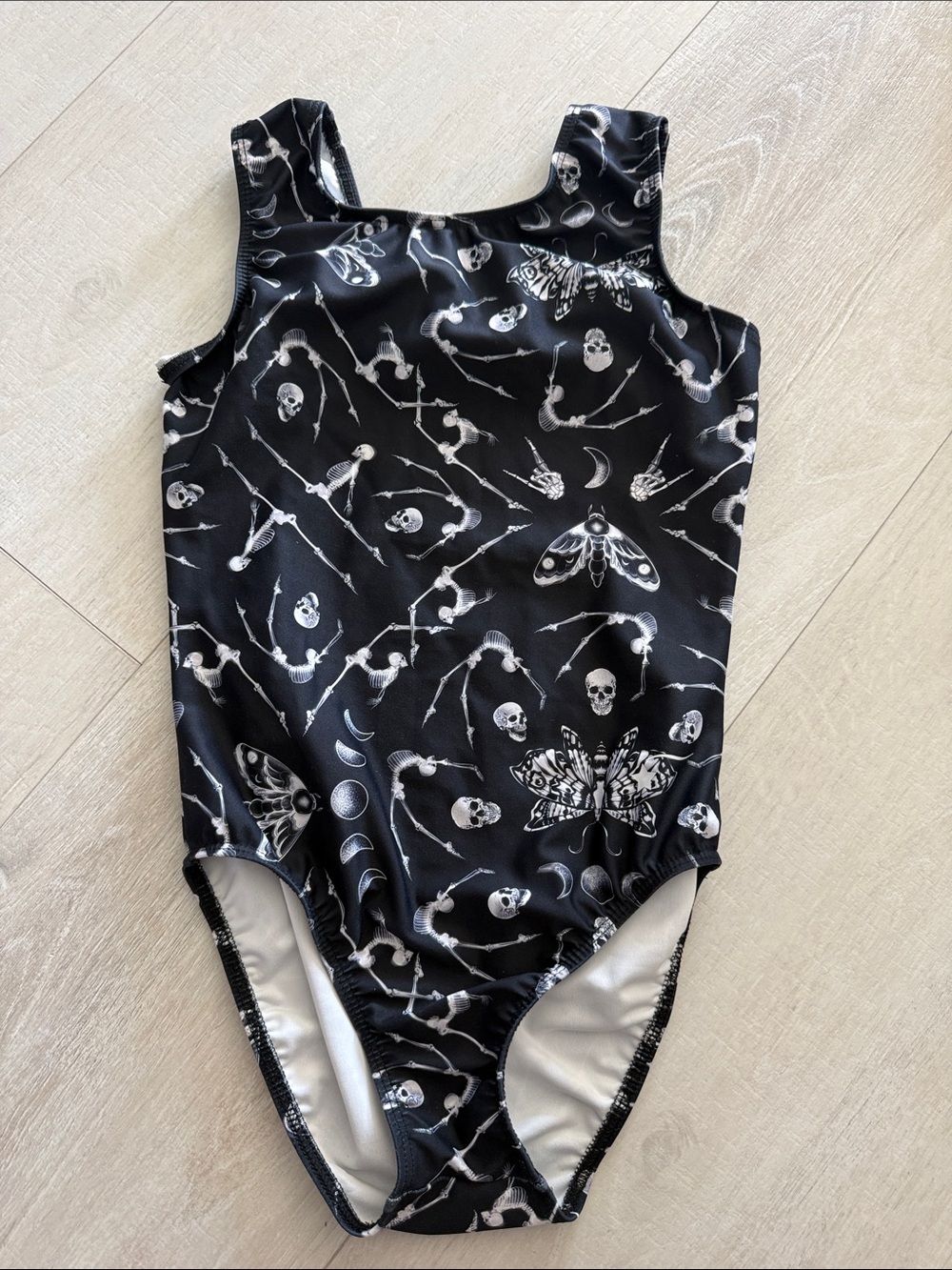 Black Skull & Moth gymnastics Halloween leotard